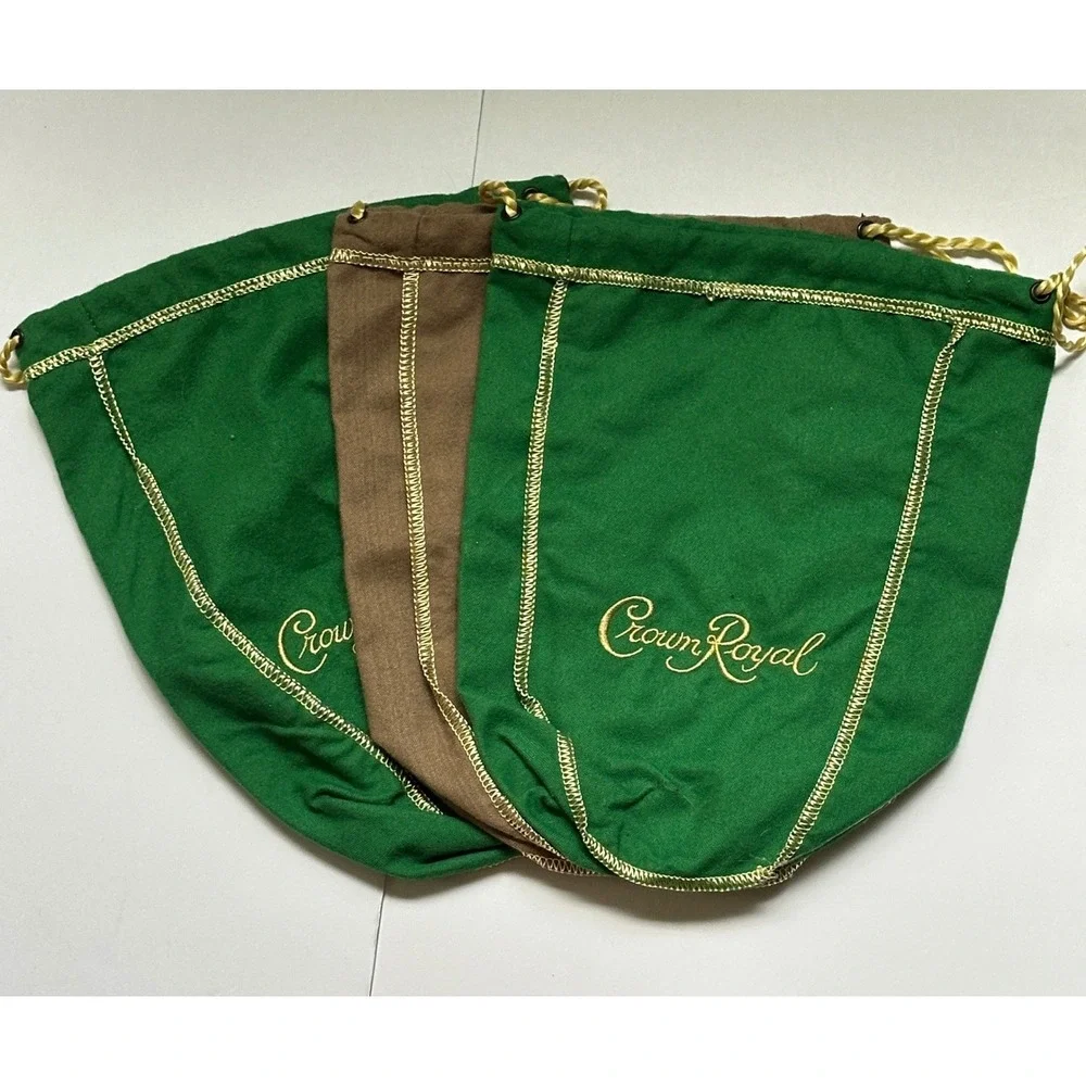Crown Royal Drawstring Bags Lot of 12 Purple Green Orange Brown Mixed Sizes
